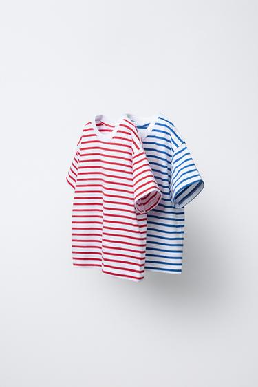 2ER-SET GESTREIFTE T-SHIRTS - Weiß / Blau von Zara - Bild 0