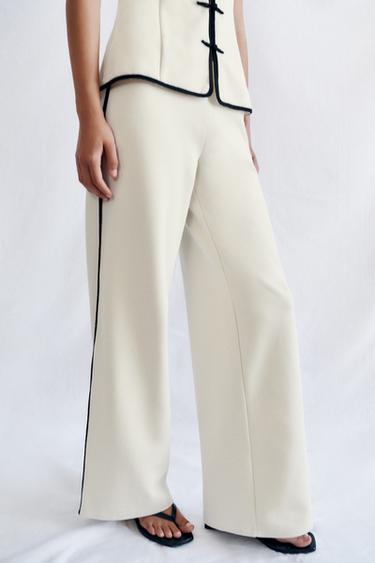 PANTALÓN ANCHO VIVOS - Crudo medio de Zara