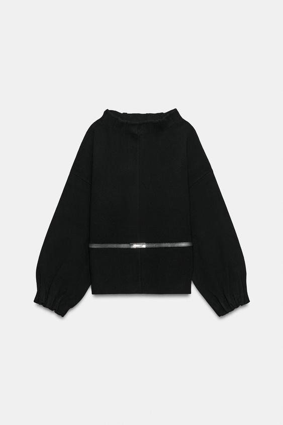 GILET EN MAILLE À CEINTURE ET FINITIONS FRONCÉES - Noir de Zara - Image 5