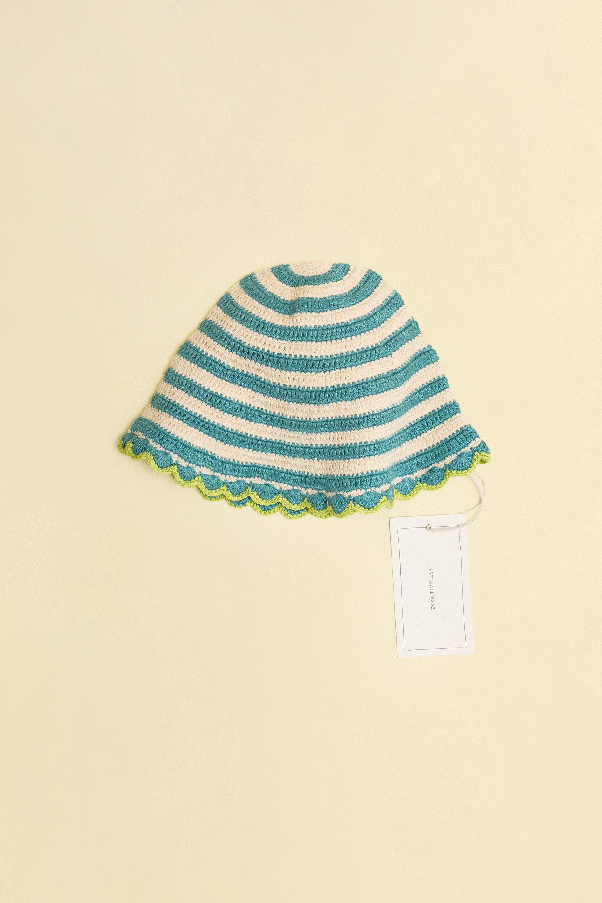 ZARA TIMELESS - BONNET EN MAILLE CROCHET À RAYURES