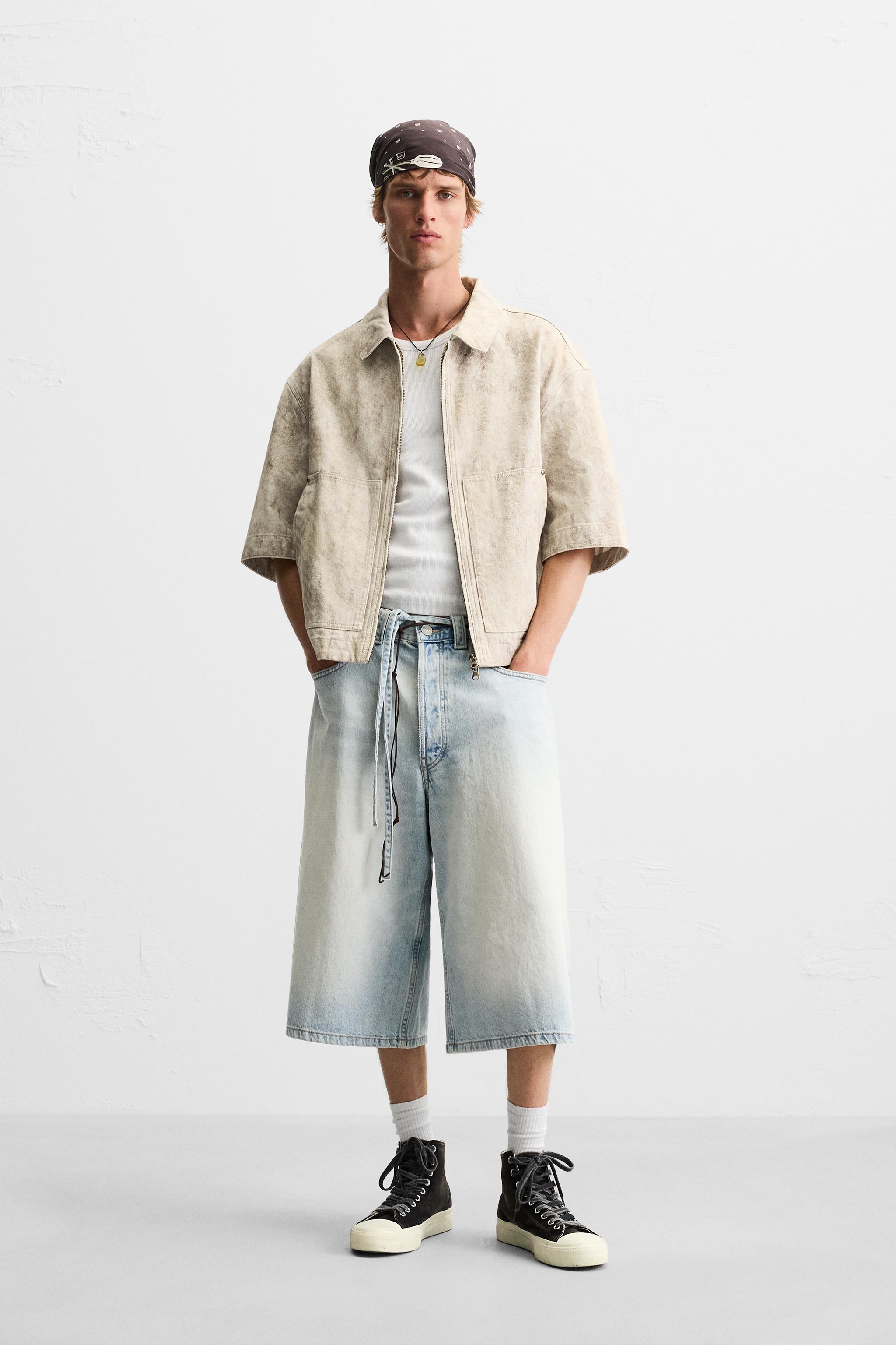 アブストラクトプリント柄シャツジャケット - ベージュ | ZARA
