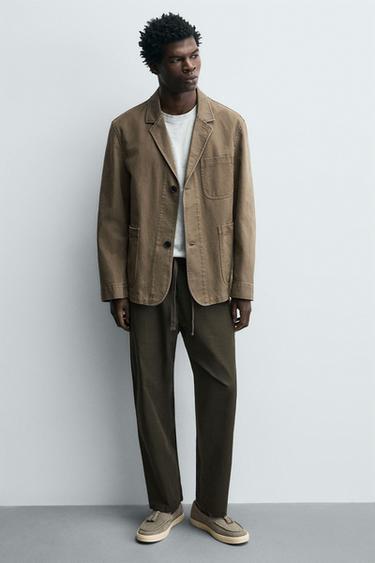 MOCASÍN PIEL CASUAL BORLAS - Azul Grisáceo de Zara - Imagen 0