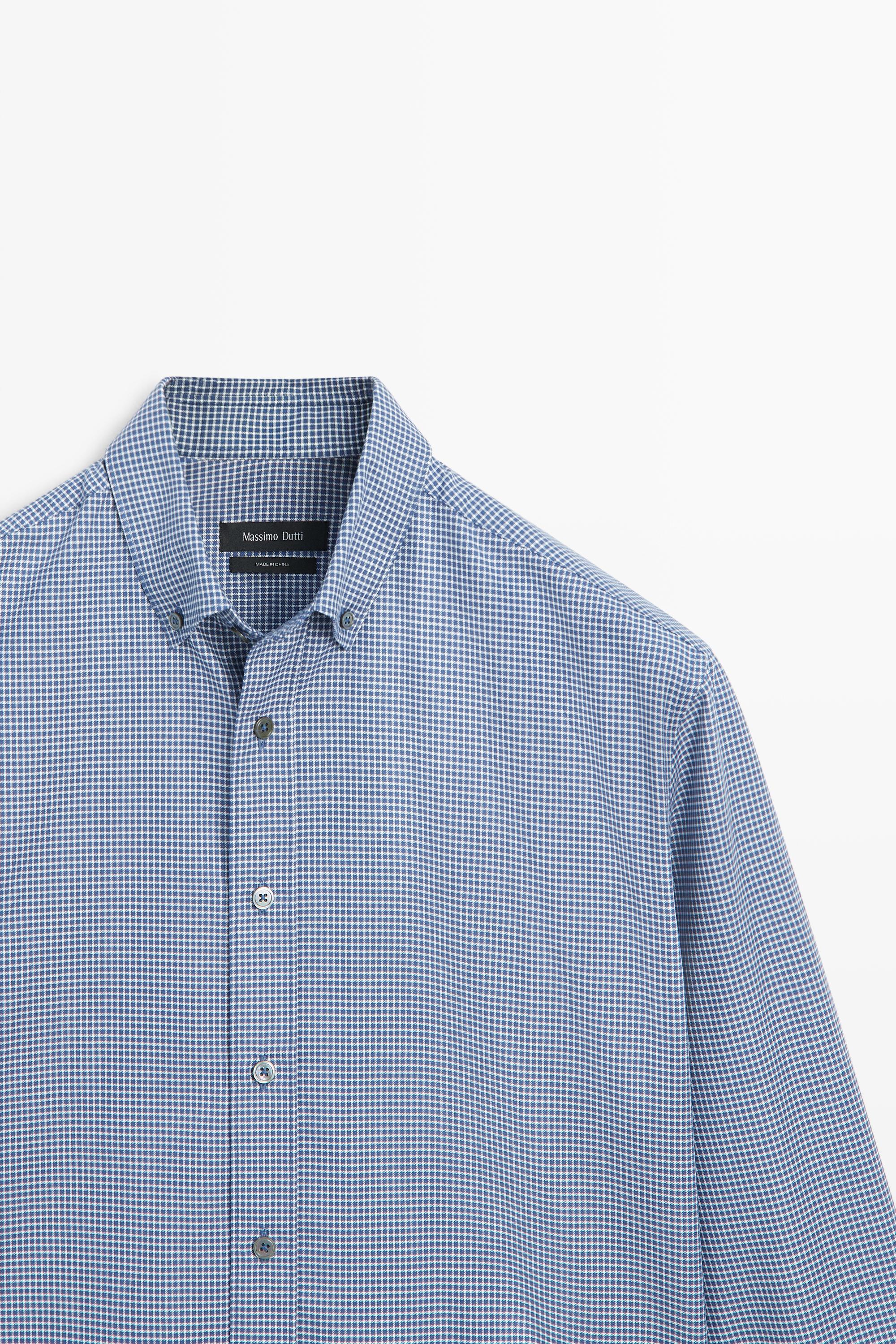 Regular fit micro-check shirt
