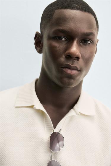 TEXTURED REGULAR FIT POLO SHIRT - Oyster-white by Zara - Image 4