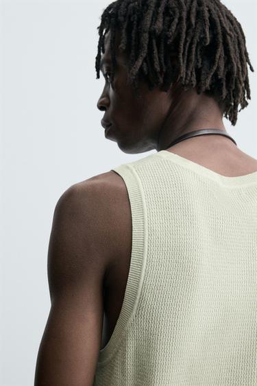 TEXTURED KNIT TANK TOP - Light blue by Zara - Image 4