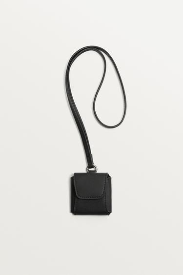 Zara 皮革吊墜耳機收納包 - 黑色