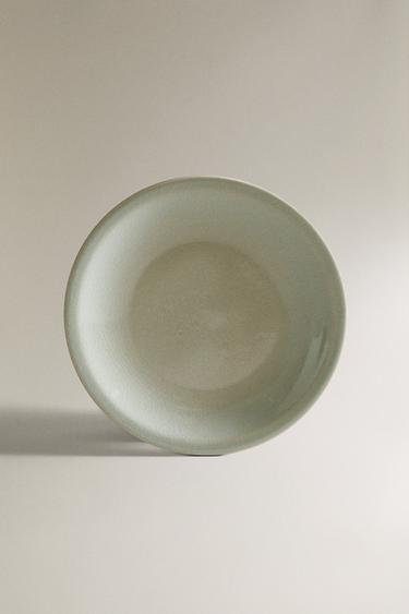 ENAMELLED STONEWARE DESSERT PLATE - Sea green by Zara