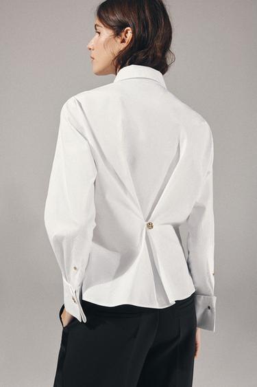 Zara BACK BUTTON SHIRT - White