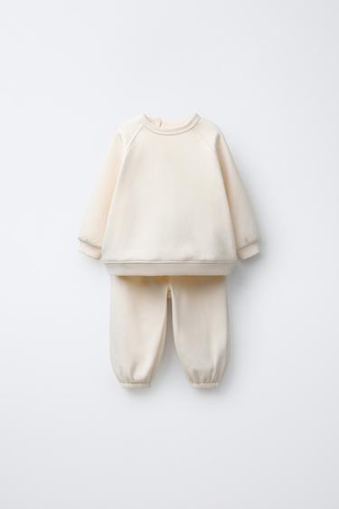 BASIC SWEATSHIRT AND JOGGERS SET - Ecru by Zara