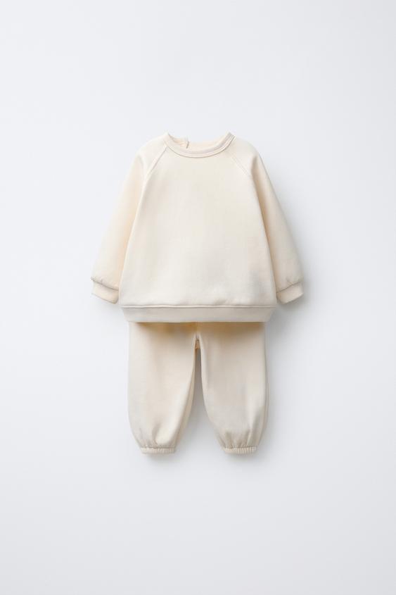 BASIC SWEATSHIRT AND JOGGERS SET - Ecru by Zara - Image 0