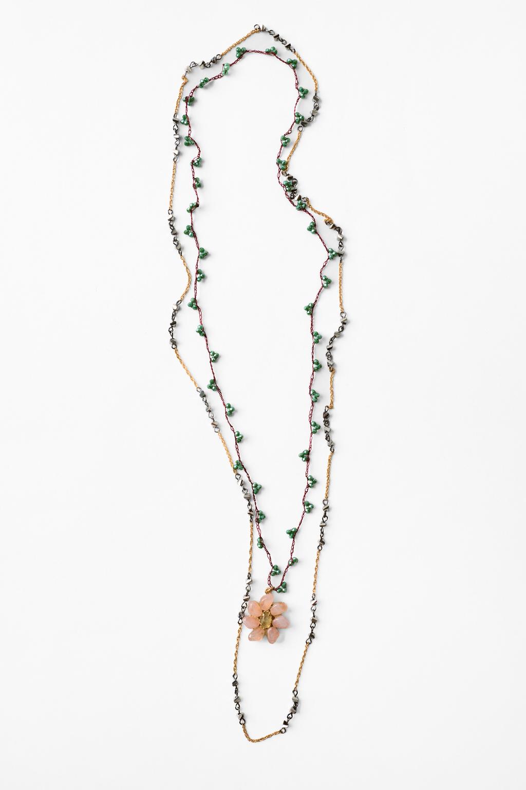 PACK OF 2 FLOWER BEAD NECKLACES