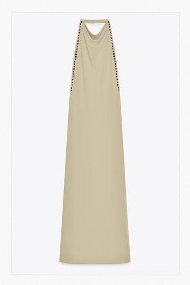 STUDDED HALTER DRESS - Grey green by Zara