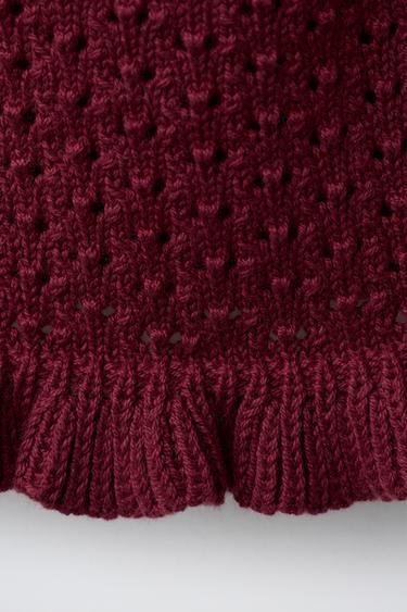 TOP EN MAILLE AVEC DÉTAIL EN CROCHET - Bordeaux de Zara - Image 3