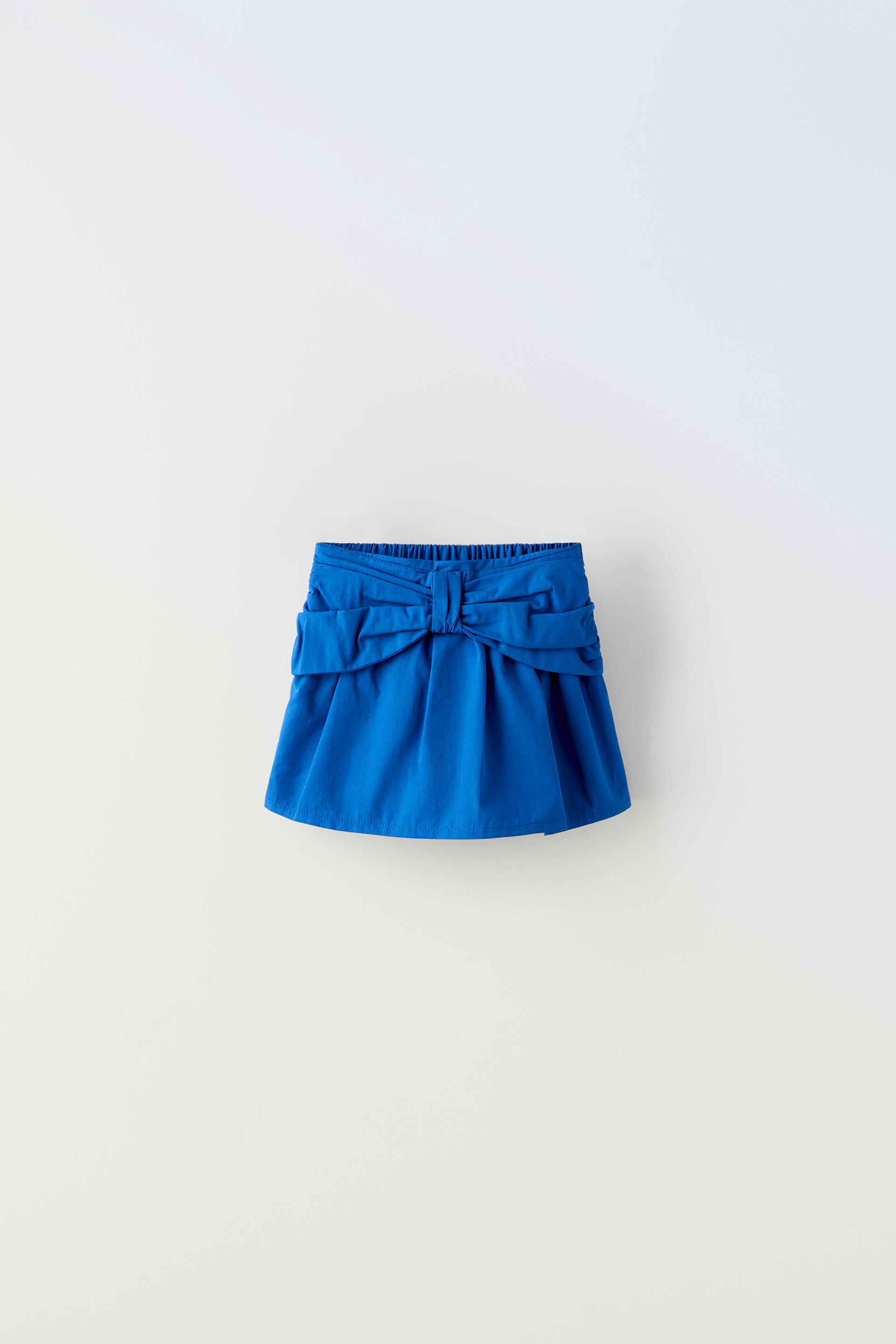 POPLIN BERMUDA SKORT WITH BOW Bluish ZARA Turkey