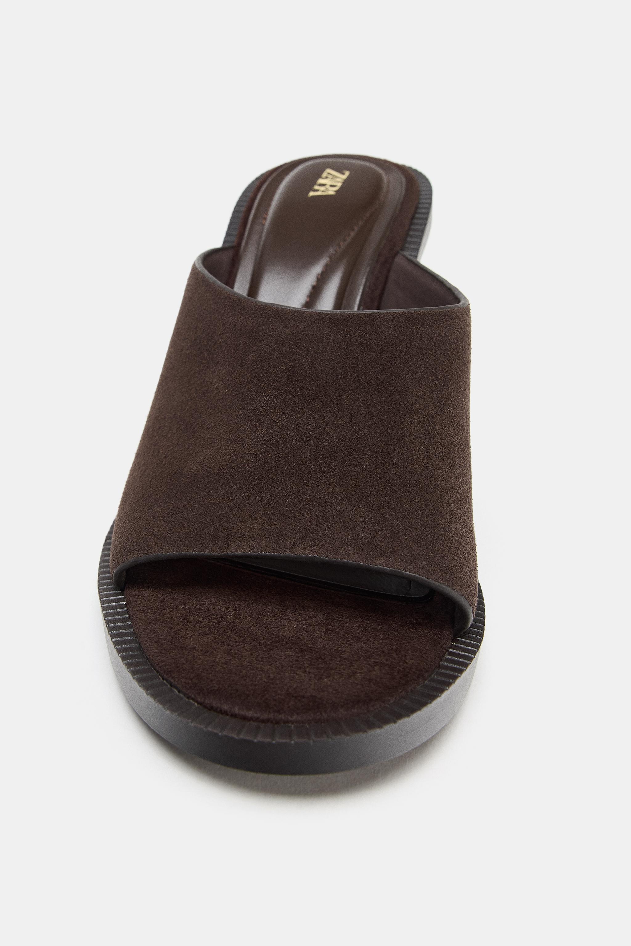LEATHER BLOCK HEEL SANDALS