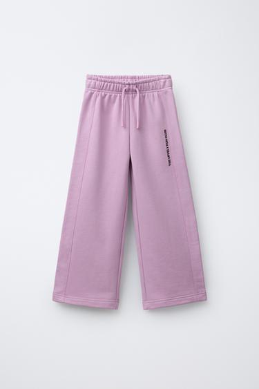WIDE-LEG TEXT TROUSERS - Pink by Zara