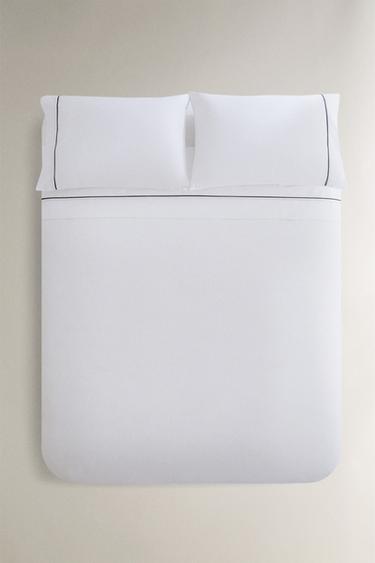 DUVET COVER WITH PIQUÉ PIPING - Dark grey by Zara