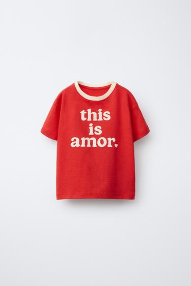 Zara TEXT PRINT T-SHIRT - Red