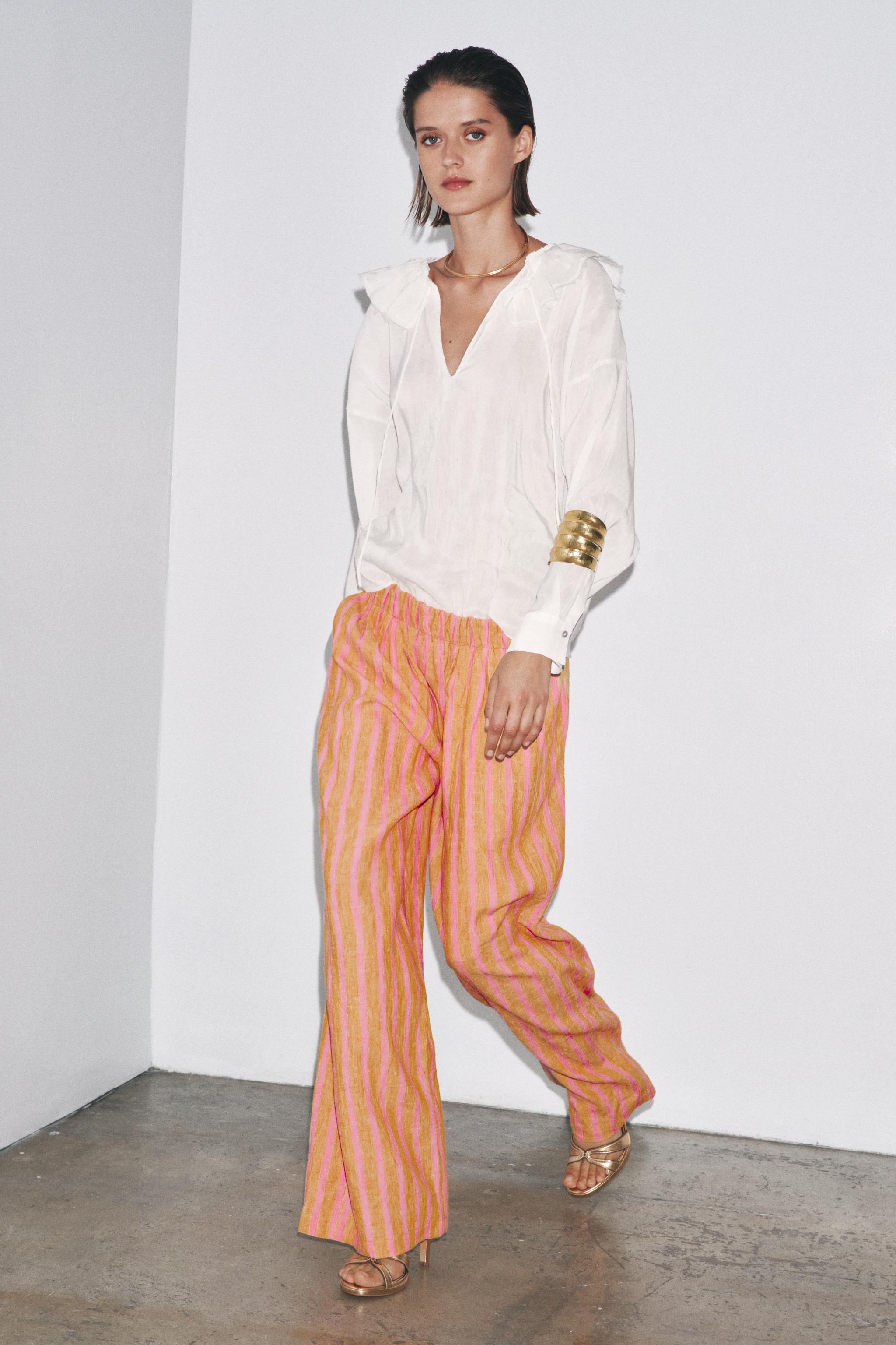 PANTALON MÉLANGE LIN RAYURES ZW COLLECTION