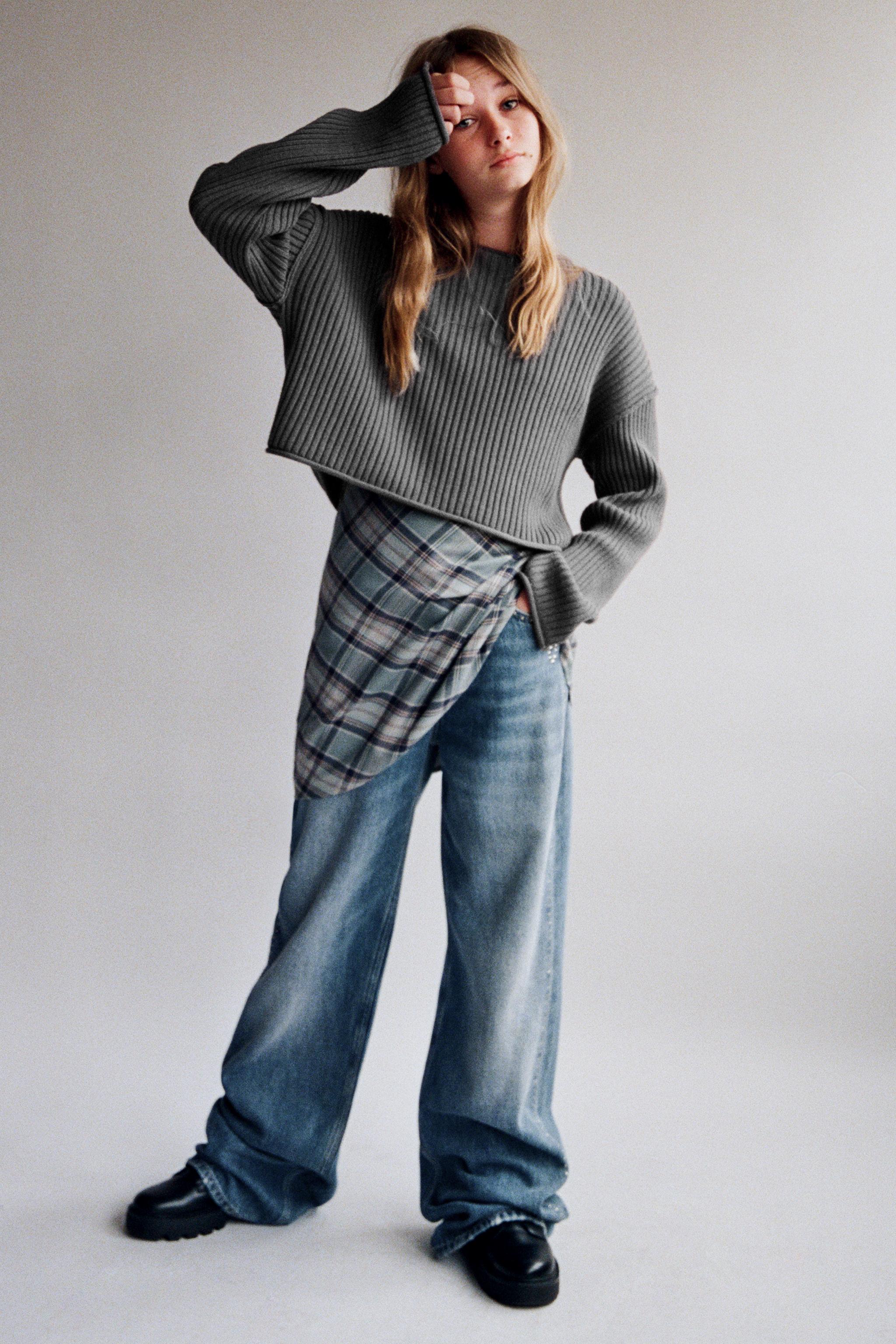 Z3D WIDE LEG STUD JEANS - Blue | ZARA United States