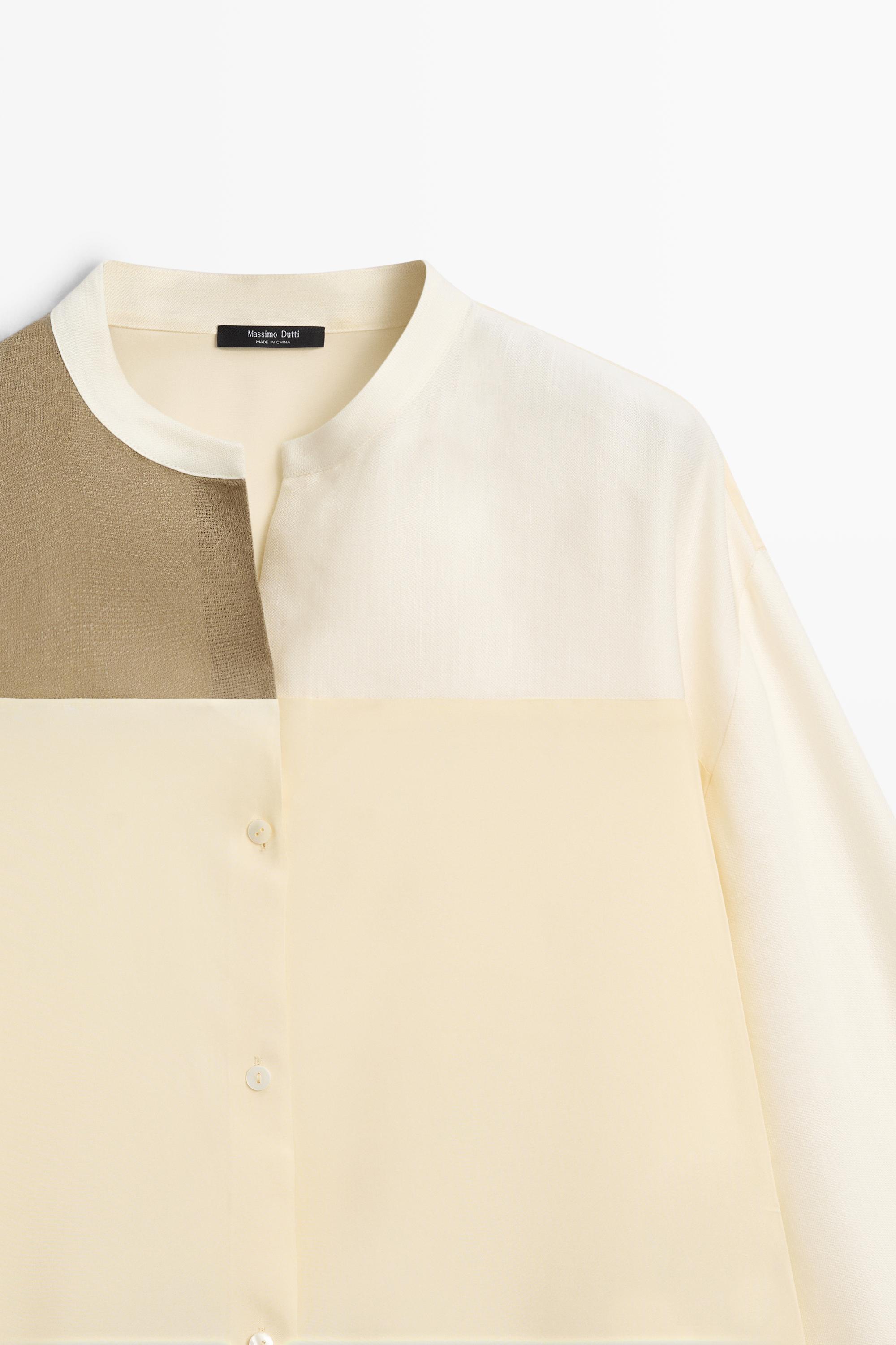 Chemisier fluide patchwork col officier