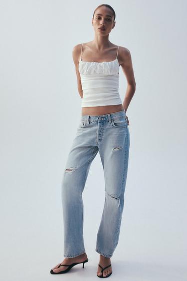 JEANS TRF RECTOS FOLD UP TIRO MEDIO - Azul claro de Zara