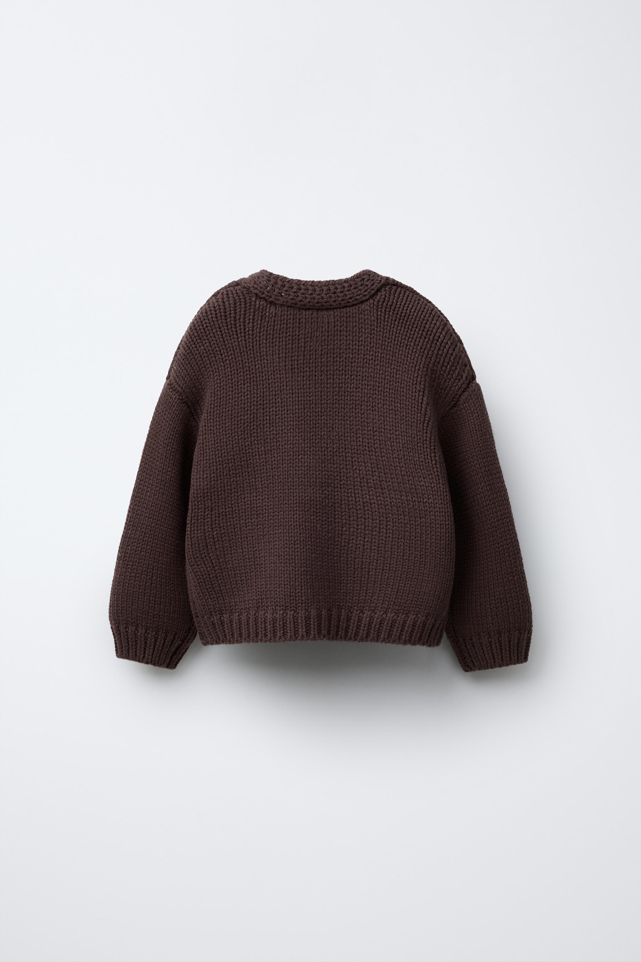 チューリップニットカーディガン - チョコレート | ZARA Japan