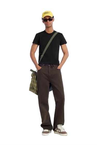 Zara CROPPED SLIM FIT T-SHIRT - Black - Image 0