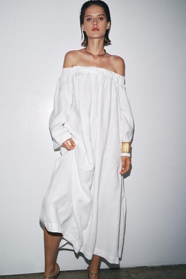 100% LINEN DRESS ZW COLLECTION - White by Zara - Image 1