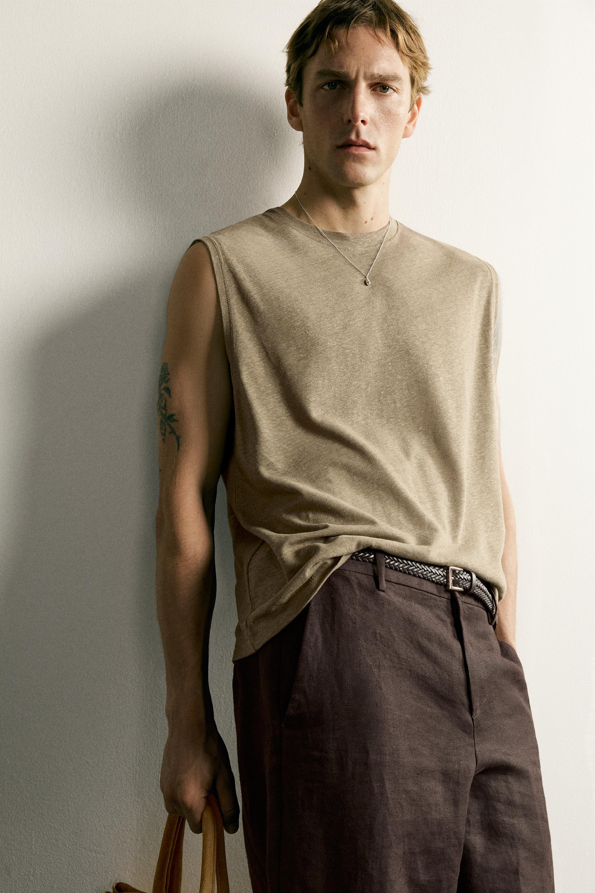 RELAXED FIT COTTON-LINEN TANK TOP