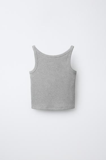 RIBBED VEST TOP - Grey marl by Zara