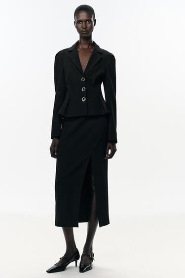 PUFF SLEEVE PEPLUM BLAZER - Black by Zara