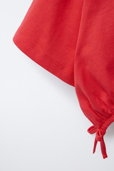 T-SHIRT À IMPRIMÉS EN CROCHET - Rouge de Zara - Image 3