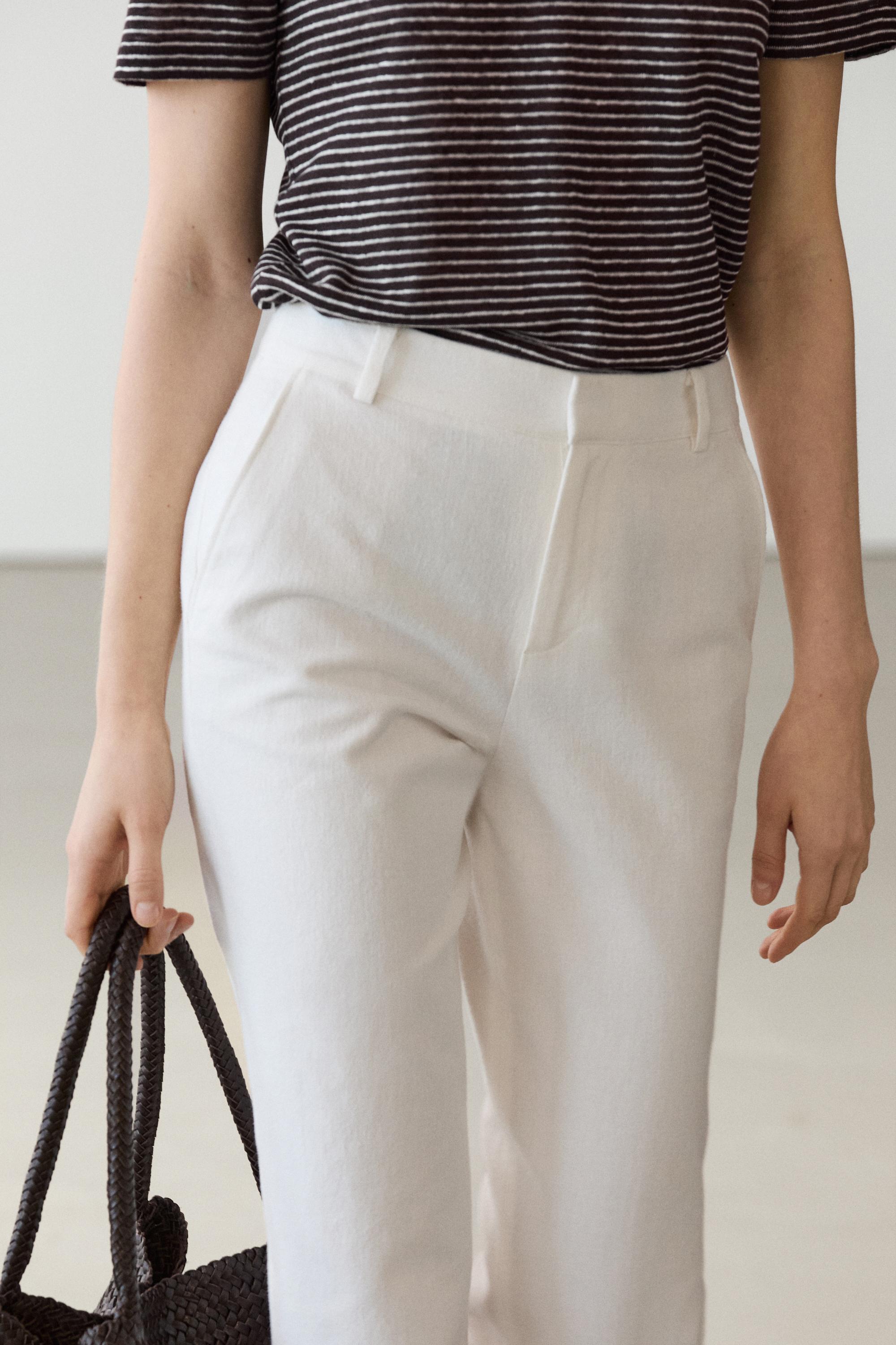 Slim fit linen blend trousers