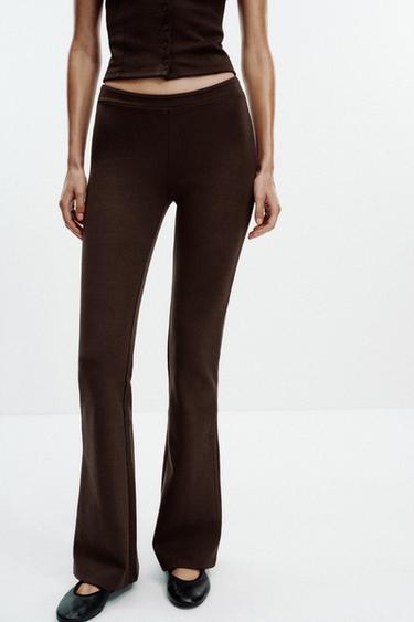 INTERLOCK FLARE TROUSERS - Brown by Zara
