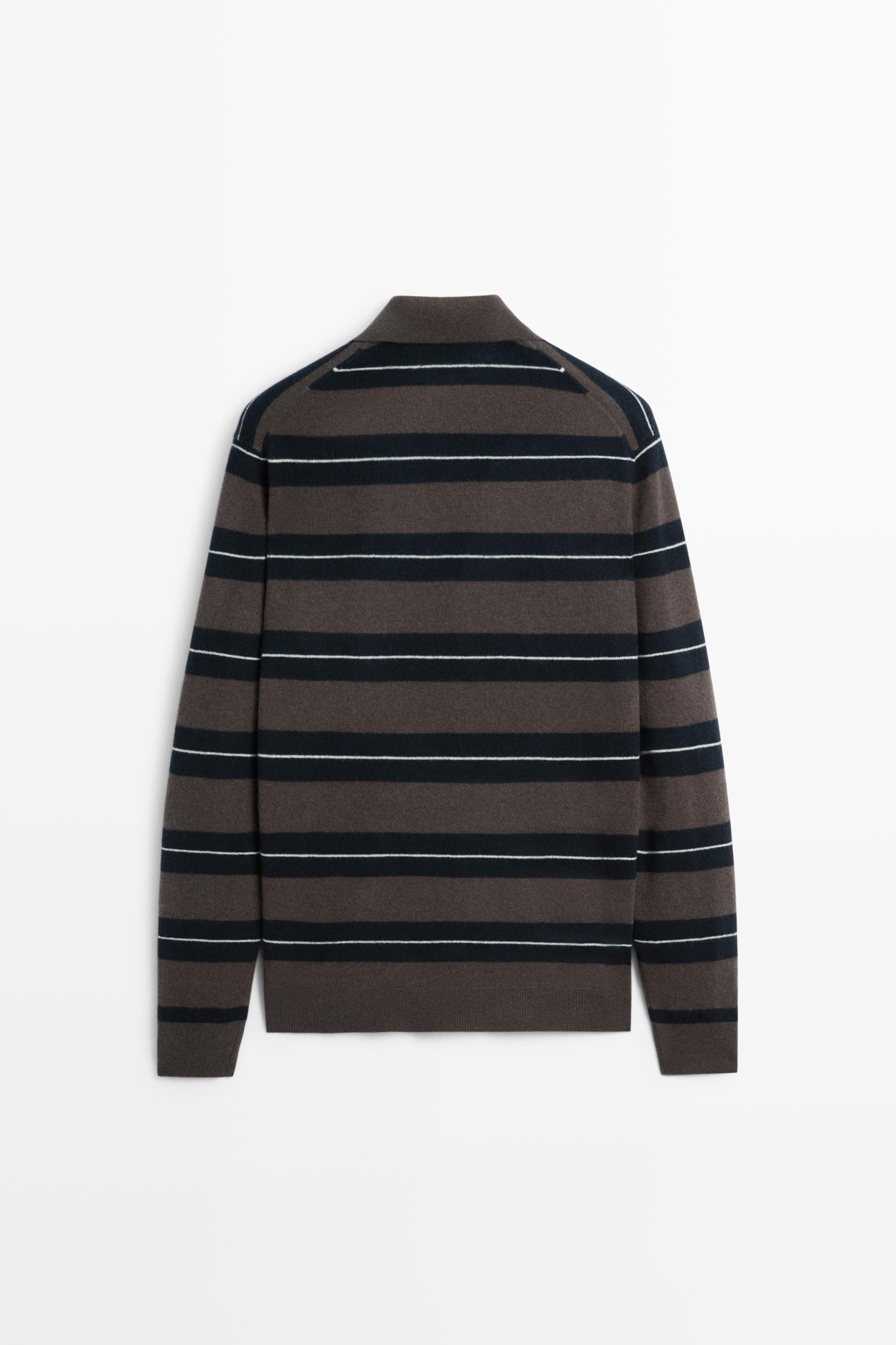 Striped knit polo sweater