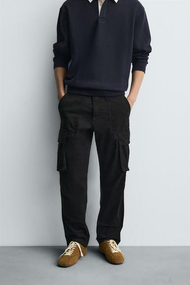 PANTALON CARGO COUPE DÉCONTRACTÉE - Noir de Zara