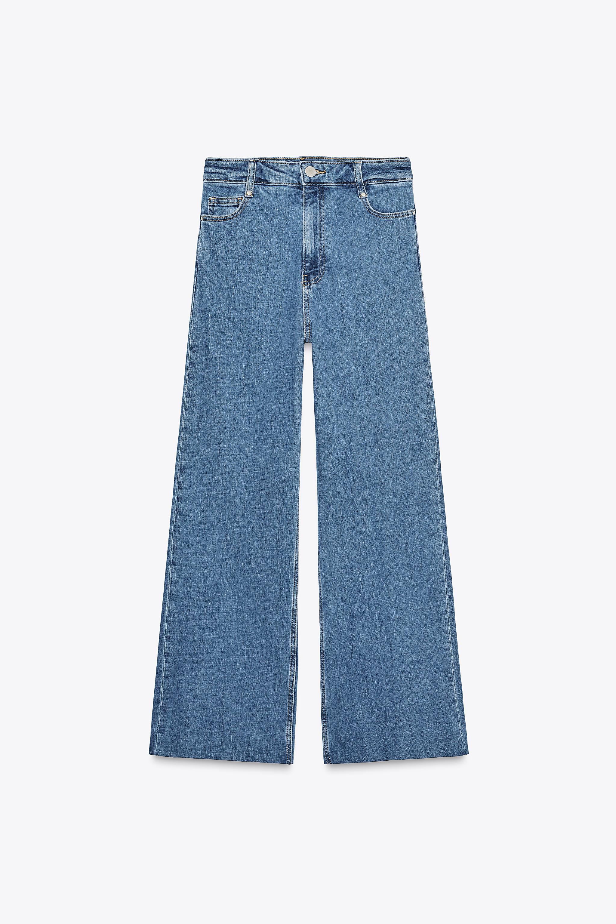 ZW COLLECTION HIGH-WAISTED PALAZZO JEANS - Blue | ZARA
