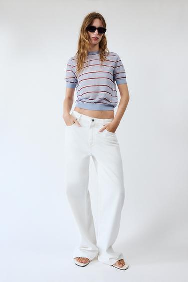TOP EXTRAFINO COM LÃ LISTRADO - Azul da Zara