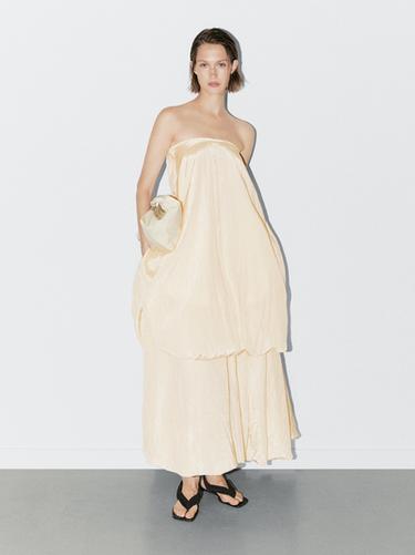 Zara Crinkle-effect balloon midi skirt - STUDIO - Ecru - Image 0