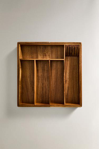 EXTENDIBLE WOODEN CUTLERY TRAY - Light beige by Zara