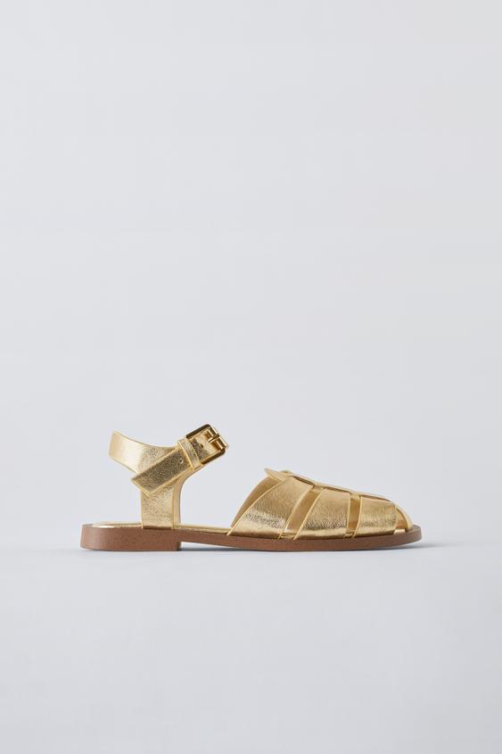 METALLIC FISHERMAN SANDALS - Gold | ZARA United States