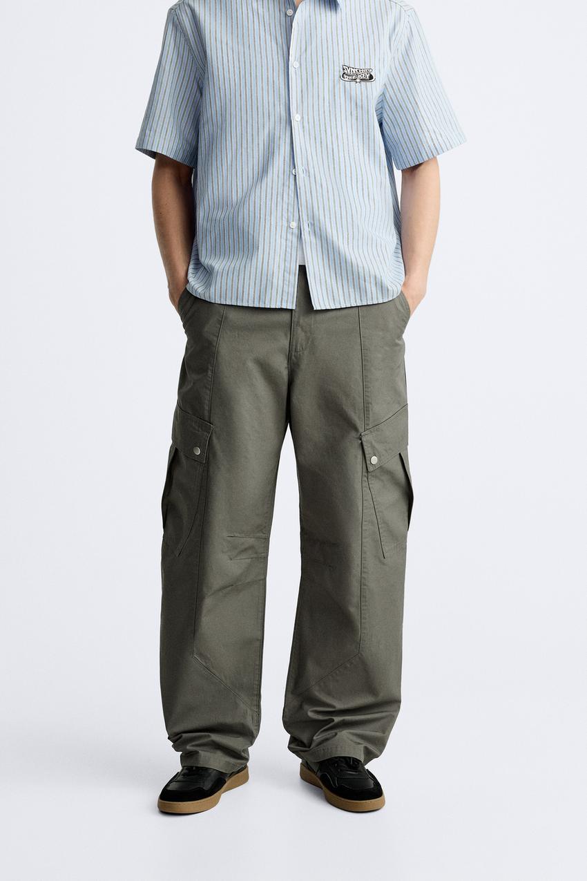 WASHED EFFECT CARGO PANTS - Gray