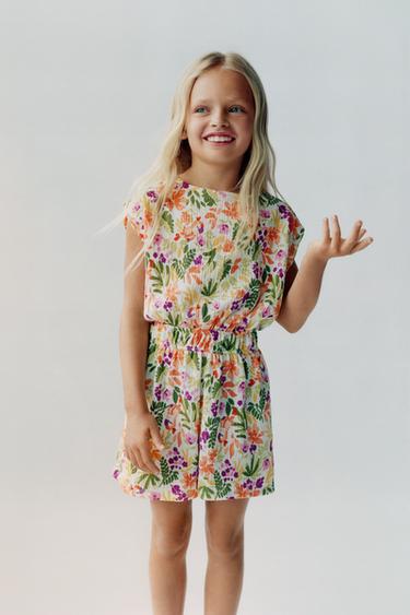 FLORAL TEXTURED PLAYSUIT - Ecru / Green by Zara