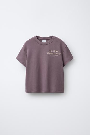 TEE-SHIRT ÉQUESTRE INSCRIPTION EN RELIEF - Rose de Zara