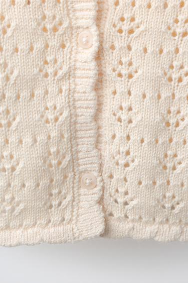 PULL EN MAILLE AJOURÉE À FLEURS BRODÉES - rose poudré de Zara - Image 3