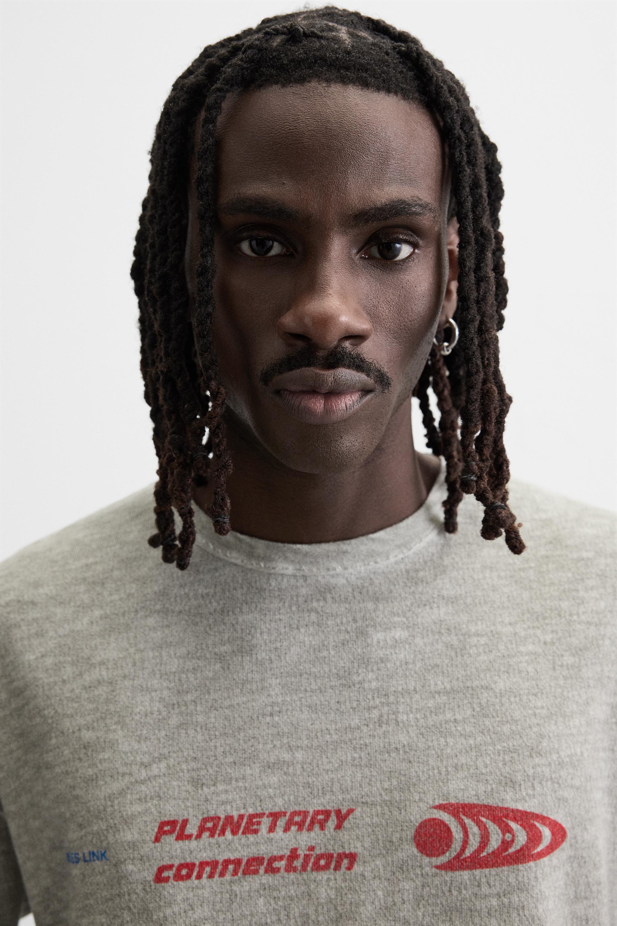 【ZARA】コンビプリントニットTシャツ 4805/442/807 COMBINED PRINT KNIT T-SHIRT - Anthracite grey | ZARA United