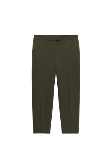 Zara HIGH-WAISTED PANTS - Dark khaki
