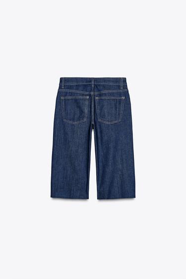 MID-WAIST TRF CAPRI DENIM BERMUDA SHORTS - Dark indigo by Zara - Image 5