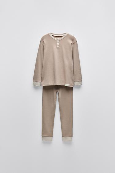 Zara 6-14 YEARS/ BASIC HENLEY PAJAMAS - Beige